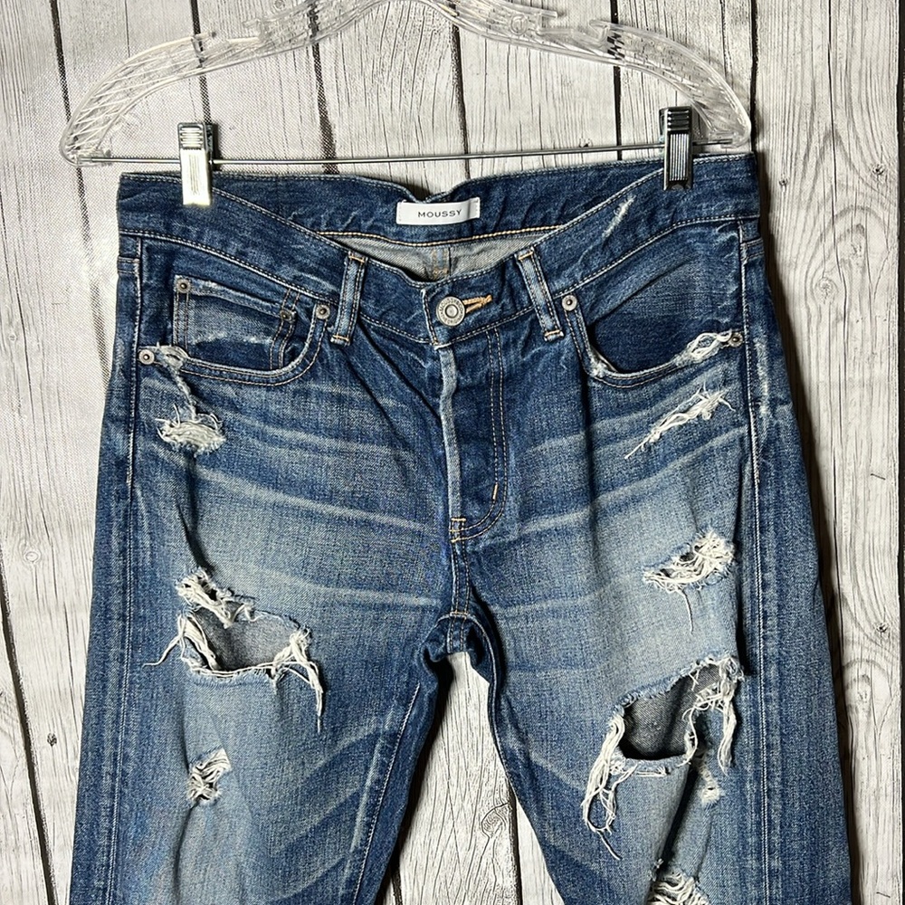 Moussy Distressed/Destroyed Button Fly Jeans Size… - image 2
